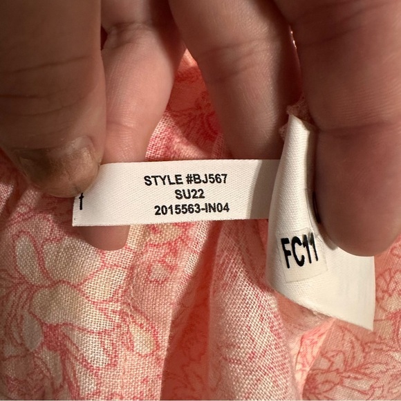 J Crew V-back Linen Puff Sleeve Top Blouse in Tossed Floral Size 12 Pink NWT - Picture 9 of 9